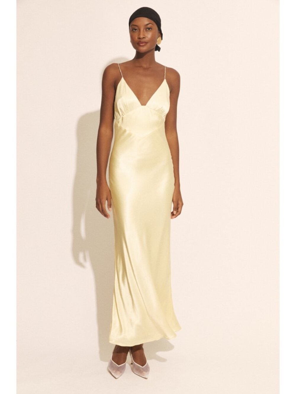 NWT Bardot Capri Diamonte Slip Dress Canary Yellow Satin Maxi Size 6 - Picture 6 of 13